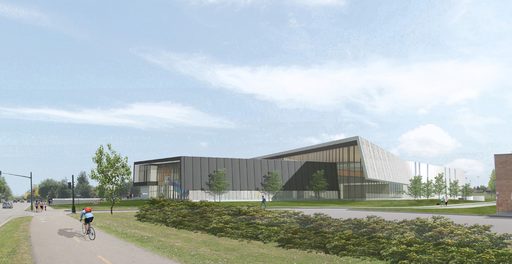 Building exterior at Complexe aquatique de Brossard